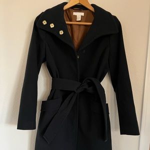 H&M long overcoat navy